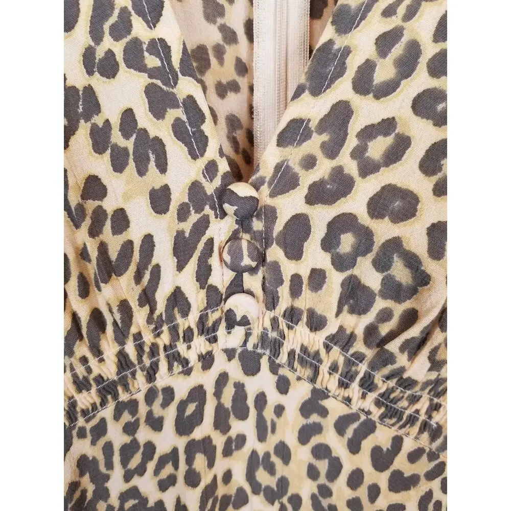 Faithfull The Brand Women's Marie Louise Leopard Print Midi Dress Size 4 - Picture 6 of 11